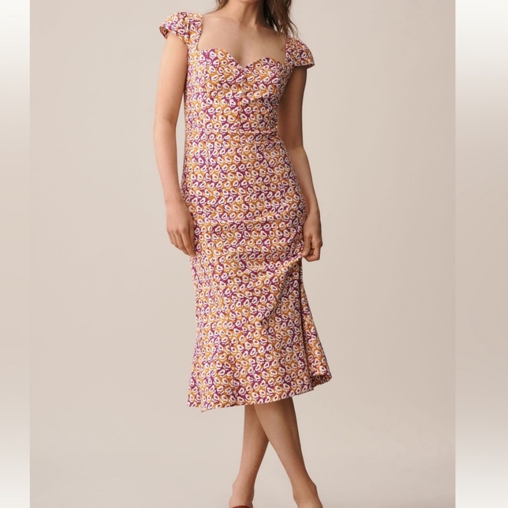 Anthropologie Midi Dress Cicily Fit Flare Sweetheart by Maeve SMALL Floral NEW